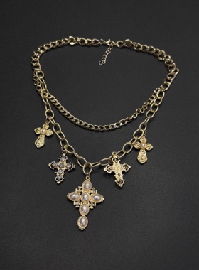 欧美跨境新款十字架项链女小众设计感高级气质百搭锁骨链P10253