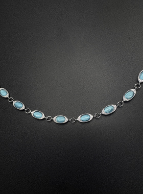 New Vintage古著设计感小众复古银色项链