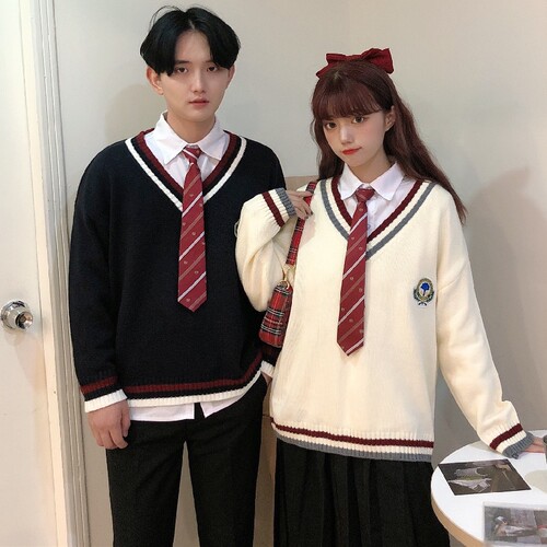 韩版秋冬校服毛衣套装学院风日系jk制服初高中生运动会班服合唱服 - 图0