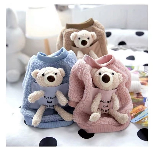 Pet Bichon Pomeranian маленький собачий щенок плюшевый плюшевый собака Весна и осень и зимняя милая медведь плюшевая одежда