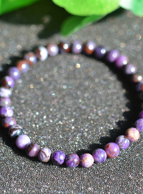 天然老料油润玉化樱花紫舒俱来单圈手链5.2MM小颗粒小巧优雅女款