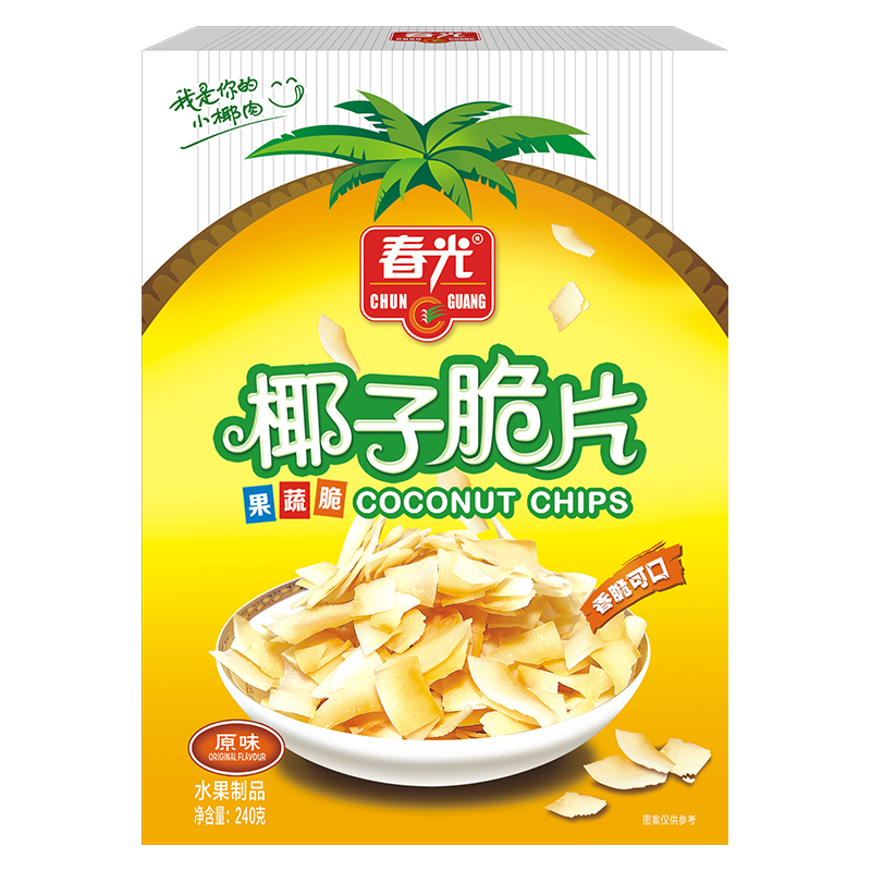 春光食品 海南特产 椰子脆片240g 椰肉椰子脆块干家庭分享装 - 图0