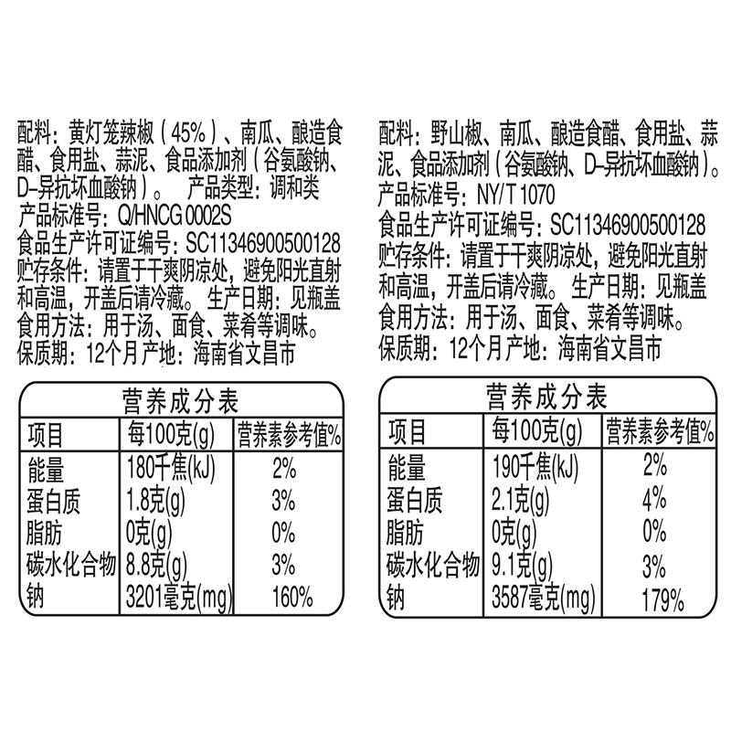 春光食品 海南特产调味黄灯笼辣椒酱150g×2二合一 辣口不辣喉