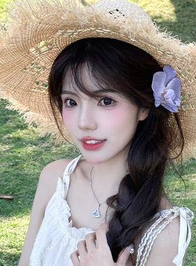 蝴蝶兰花花朵刘海夹发夹森系