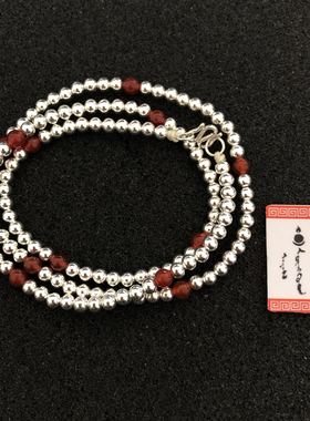990足银红玛瑙蒙古元素项链