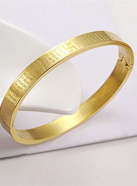 结缘钛钢万字符情侣经文手镯