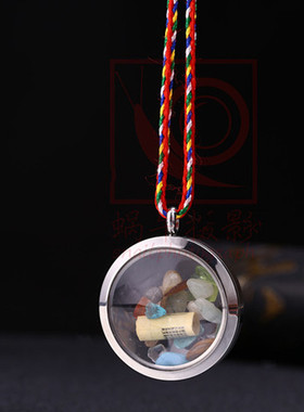 结缘钛钢透明项链时尚民族风吊坠男女情侣挂件复古舍利嘎乌盒挂件