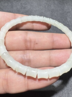 放大漏方言和田玉精品老坑青海料高冰起荧光白玉竹节款手串手链S6