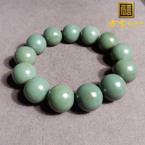 Dialect Boutique and Tian jade wear Xinjiang Yulong River Silk-Shaped Sand Date Green Seed Stock Card 18mm Yuanzhu Handstring w