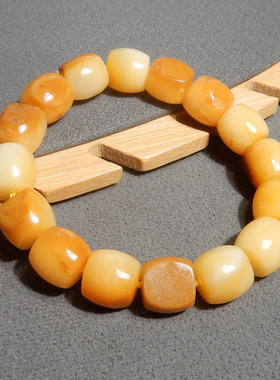 惊呆方言和田玉精品特色唐河黄沁籽料手串老型珠卡12mm手串手链R5