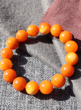 缅黄13mm聚宝盆串黄龙玉圆珠手串