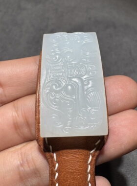 方言和田玉老熟新疆且末料高品高白羊脂玉大师工艺兽面守护手牌S