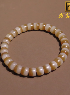 亮眼方言和田玉精品珍藏新疆且末糖白玉聚宝盆8mm直切手串手链X5
