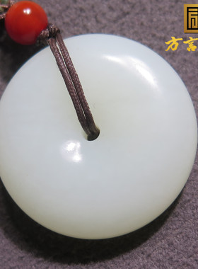 放大漏方言精品和田玉佩戴级新疆且末料羊脂白玉平安扣吊坠挂件X5