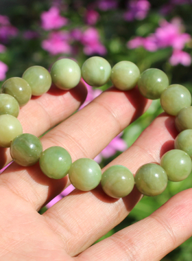 黄猫眼阳绿色12mm圆珠玉手链