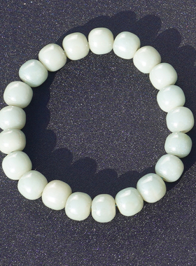 方言和田玉且末料粉青瓷蓝色手串