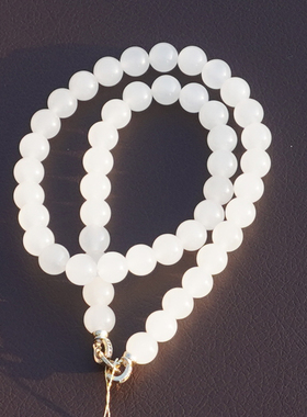 和田玉青海料高冰白玉无结构手串