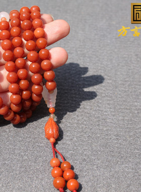 方言和田玉牛血红南红手串