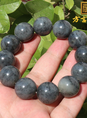 刷屏方言品牌和田玉珍品新疆意境点墨青花籽料圆珠20mm手串手链N