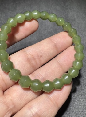 美哭了方言和田玉老熟新疆沙枣青高品质油润细腻特色8mm灯笼手串S