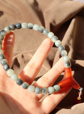 新疆青花籽料聚宝盆8mm直切手串