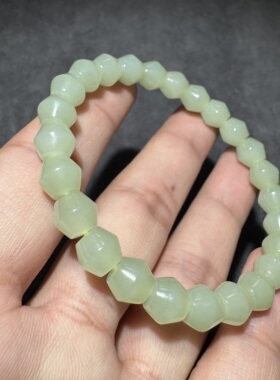 美哭了方言和田玉老熟青海料精美晴水细腻特色8mm灯笼手串手链S