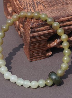方言青海冰底白玉渐变湖水绿手串