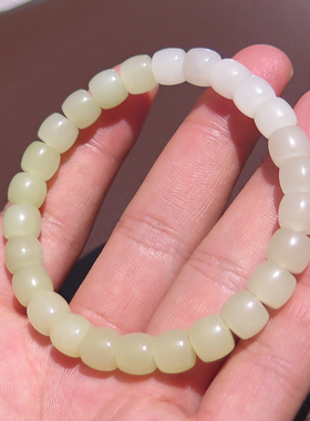 大动作方言和田玉青海老坑料细腻高冰晴水色卡8mm渐变直切手串X7