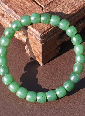 方言和田玉俄料菠菜绿碧玉手串