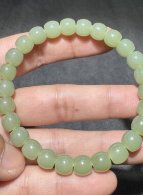 美哭了方言新疆和田玉精品老坑且末黄口油润细腻卡8mm手串手链S6