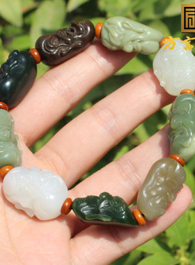 方言和田玉白玉沙枣青籽俄碧手串