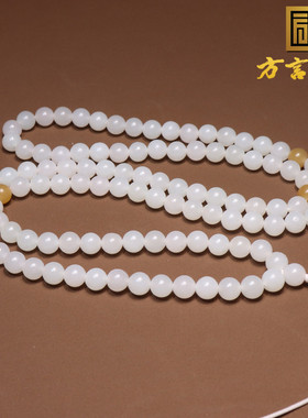 新疆温润点墨青花白玉籽料项链