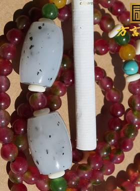 方言勒子手链籽料羊脂白玉底青花