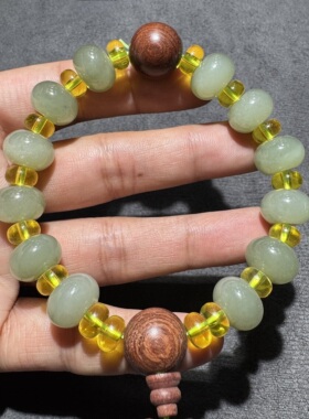惊呆方言和田玉精品老坑青海料晴水精美搭配16mm算盘桶珠手串S6