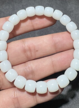 大漏！方言和田玉精品新疆且末米达料白玉油润8mm直切手串手链S6