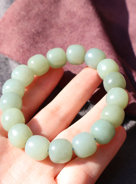 且末料粉青瓷蓝色12mm老型珠手串