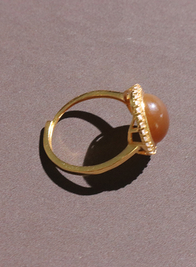 美滋滋方言和田玉新疆且末料高脂细腻全糖老红糖玉银镶玉戒指O1