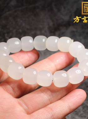 宝石光金丝玉14mm老型珠手链