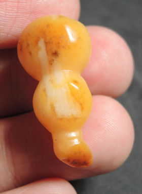 方言品牌和田玉佩戴级唐河料黄沁皮原生黄玉福禄双全吊坠挂件R2