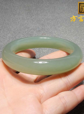 美滋滋方言和田玉精品青海料湖水绿细腻细腻内径56mm女士手镯子s7