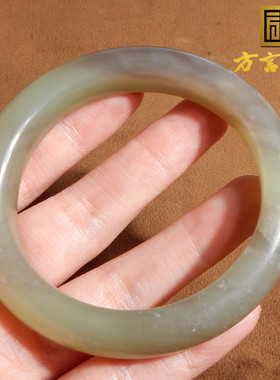 青海玉老坑冰底白玉紫翠三色手镯