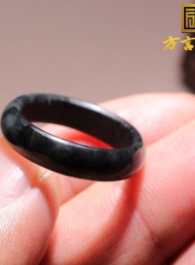 方言白玉底墨玉籽料戒指扳指