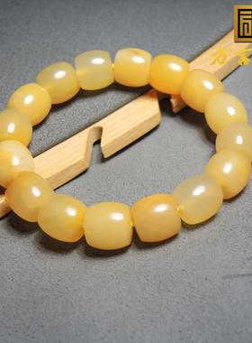 震惊了方言品牌和田玉唐河黄沁皮黄玉籽料卡12mm老型珠手链手串R1