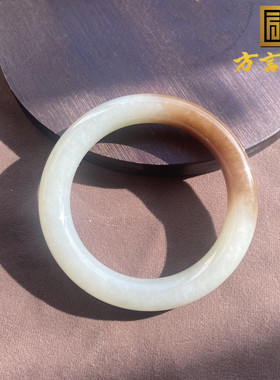 且末料糖白玉带点墨青花57mm手镯