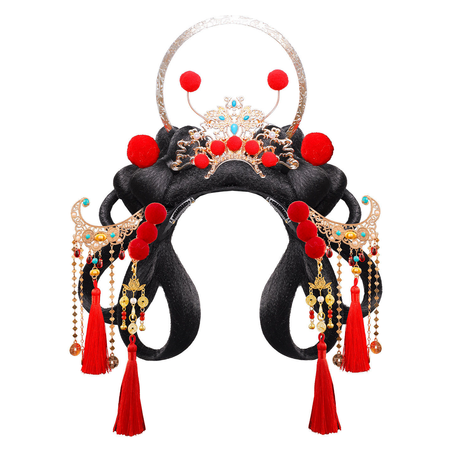 儿童汉服假发一体式兔耳古风头饰女可爱古装造型发包新年拜年发髻,淘宝优惠券,粉丝福利购,淘宝优惠卷