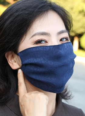 真丝香云纱国风防晒保暖口罩女