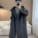 Long double-sided wool coat Korean hood