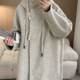 Long double-sided wool coat Korean hood