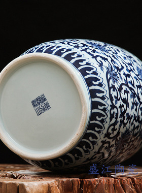 景德镇全手绘 全手工胎 青花缠枝冬瓜瓶  赏瓶  可定制   厂家直