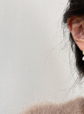 设计感双色水滴耳环无耳洞耳夹蚊香盘耳饰银针前后金银撞色文艺